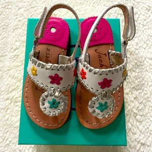 Jack Rogers Girls' Little Miss Jacks Leather Sandals size 7 toddler